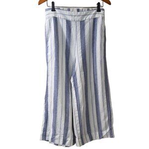 Madewell Linen Blend Crop Pant - Blue stripe - sz M